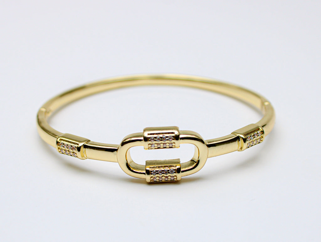 Losh jewellery goldy armband met in elkaar grijpende schakels,  met sprankelende strass