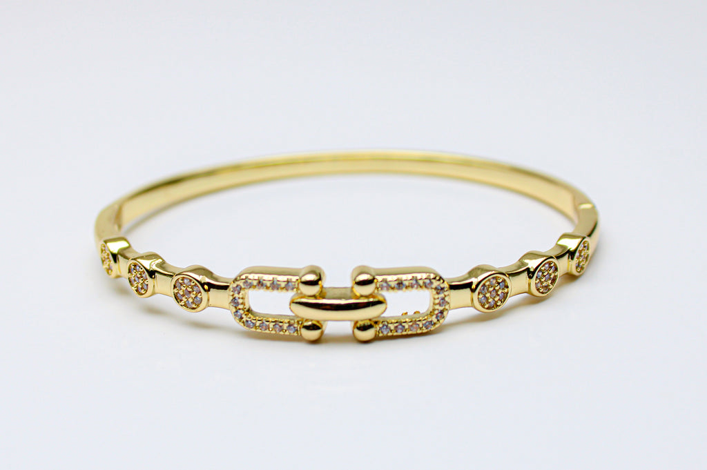 Losh jewellery Stainless Steel armband goud met mini steentjes