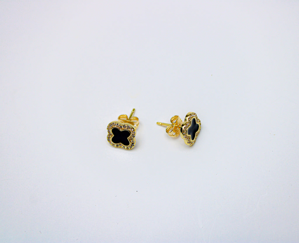 losh jewellery mini zwart goud oorbellen