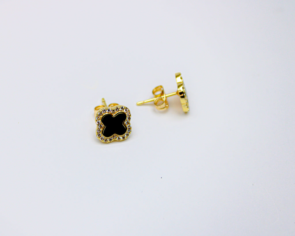losh jewellery mini zwart goud oorbellen