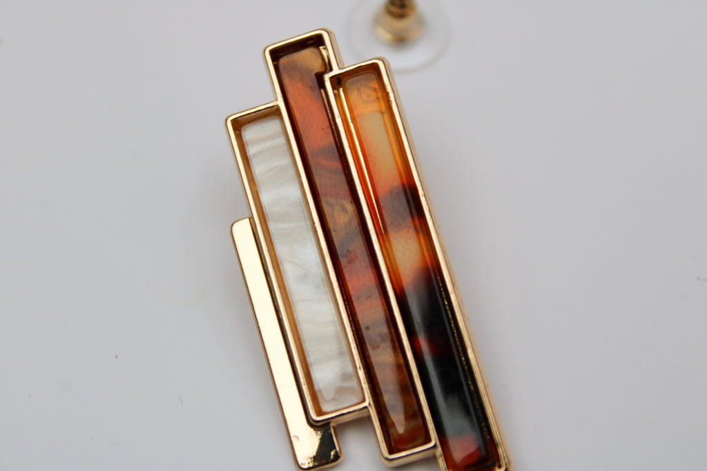 losh jewellery bruin wit studs oorbel
