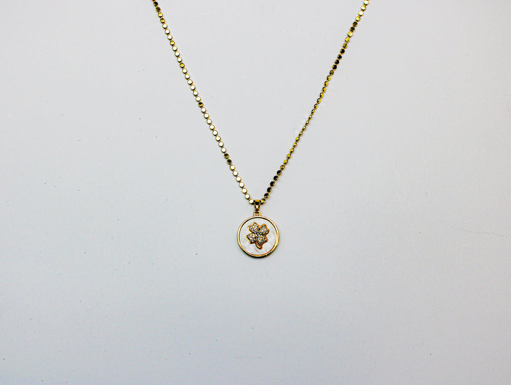 losh jewellery goudkleurig ketting met klavertje hanger
