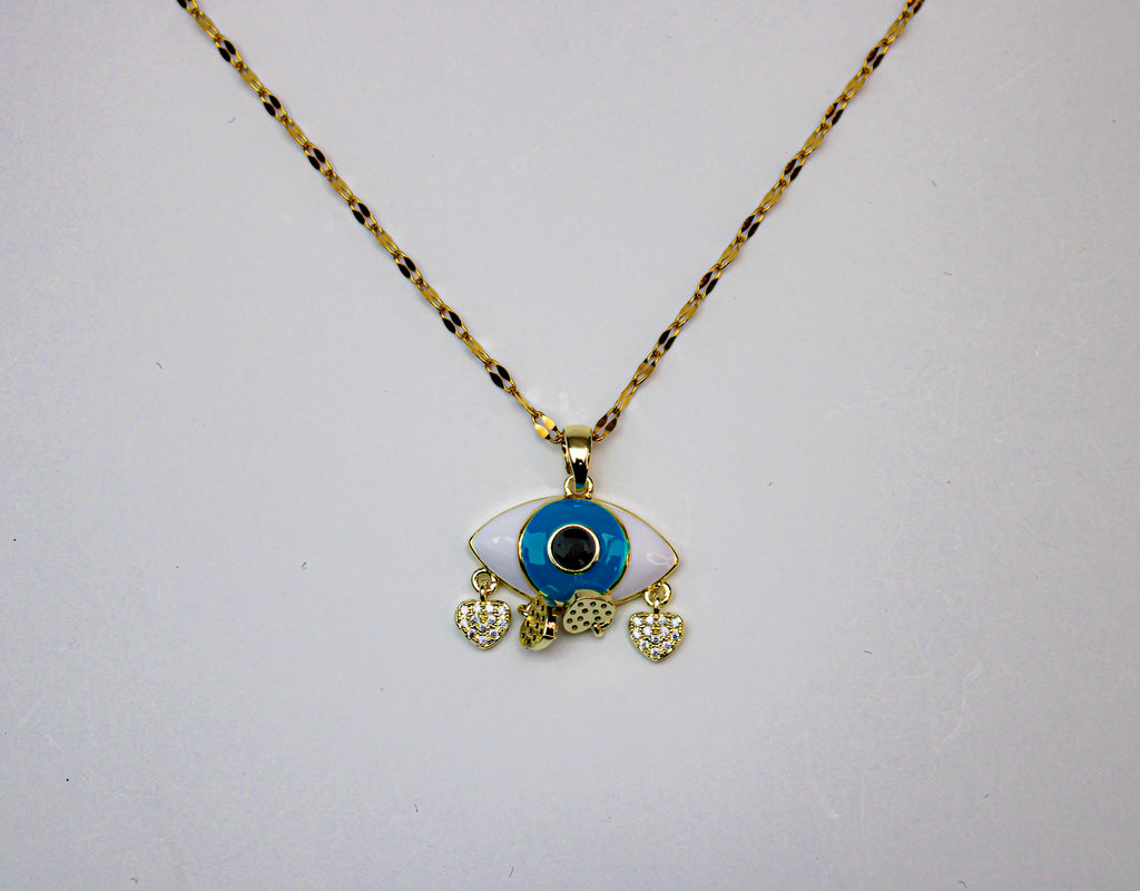 losh jewellery ketting met oog goud kleurig studs hartje