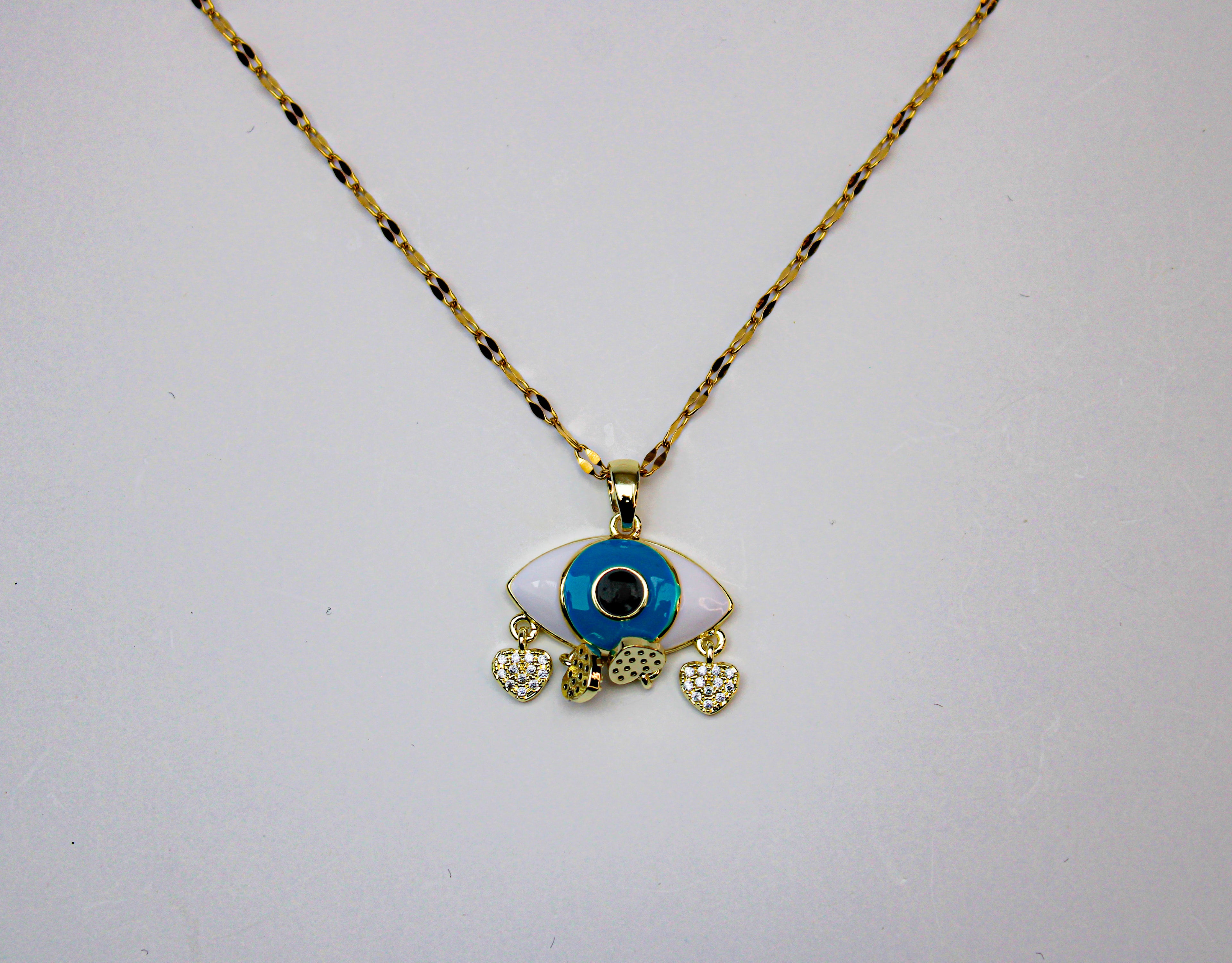 losh jewellery ketting met oog goud kleurig studs hartje