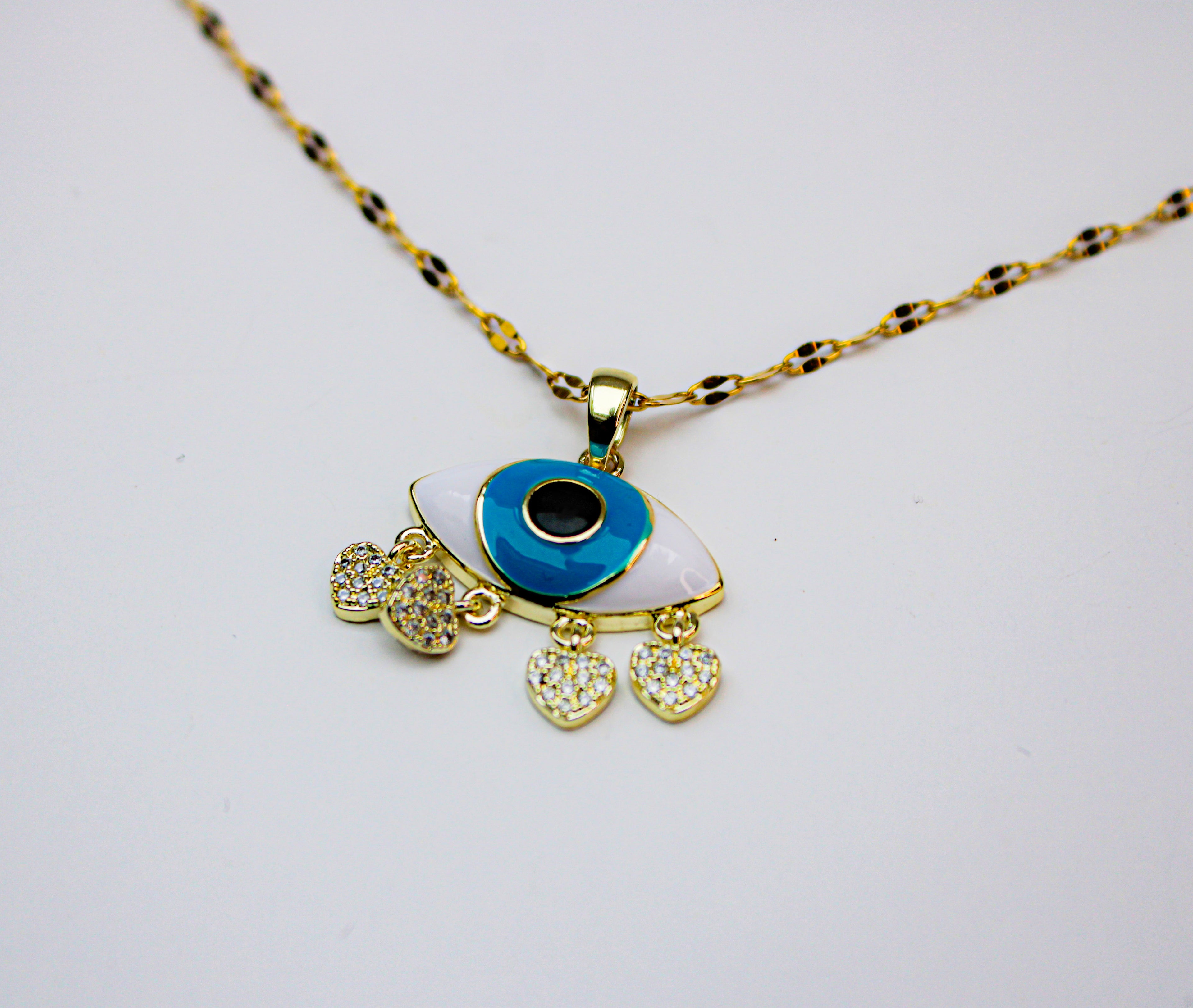 losh jewellery ketting met oog goud kleurig studs hartje