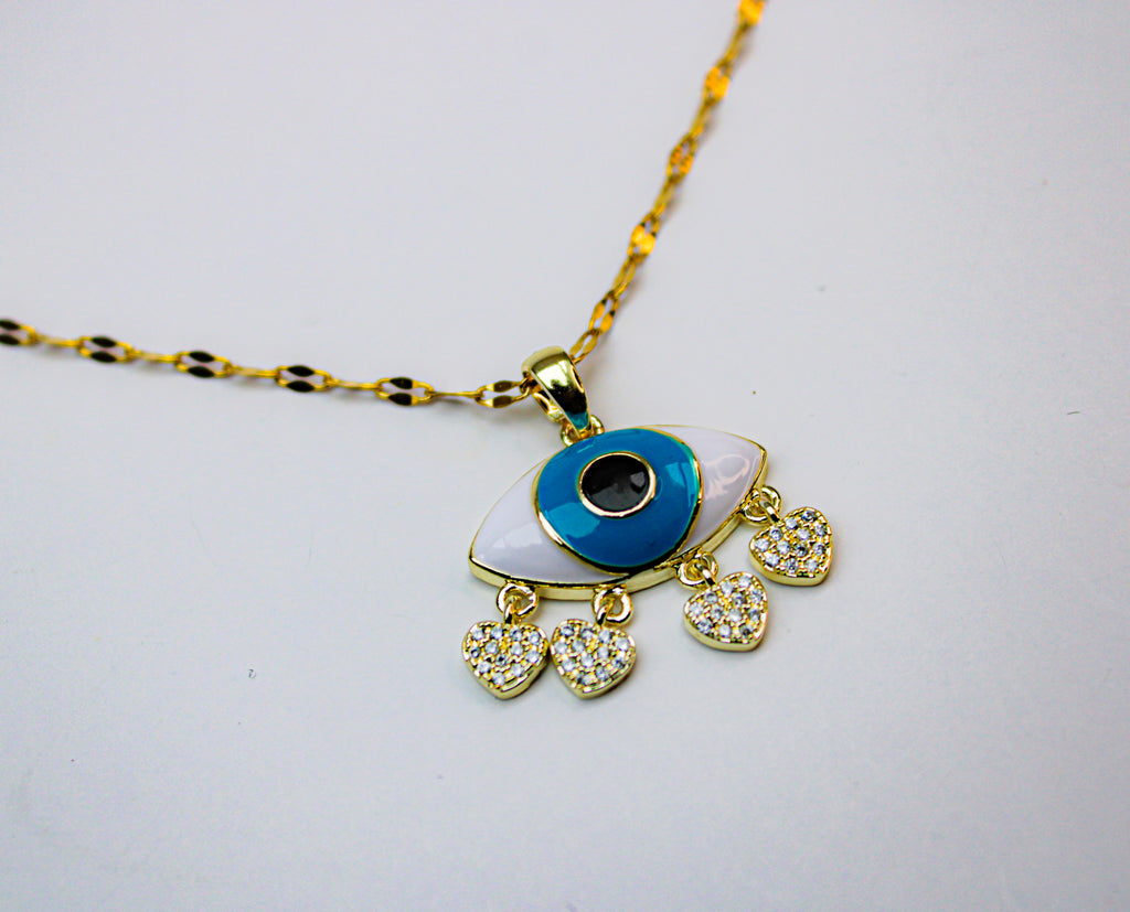 losh jewellery ketting met oog goud kleurig studs hartje