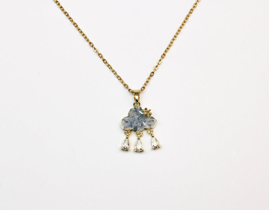 losh jewellery wolk  regen goudkleurig ketting met hanger