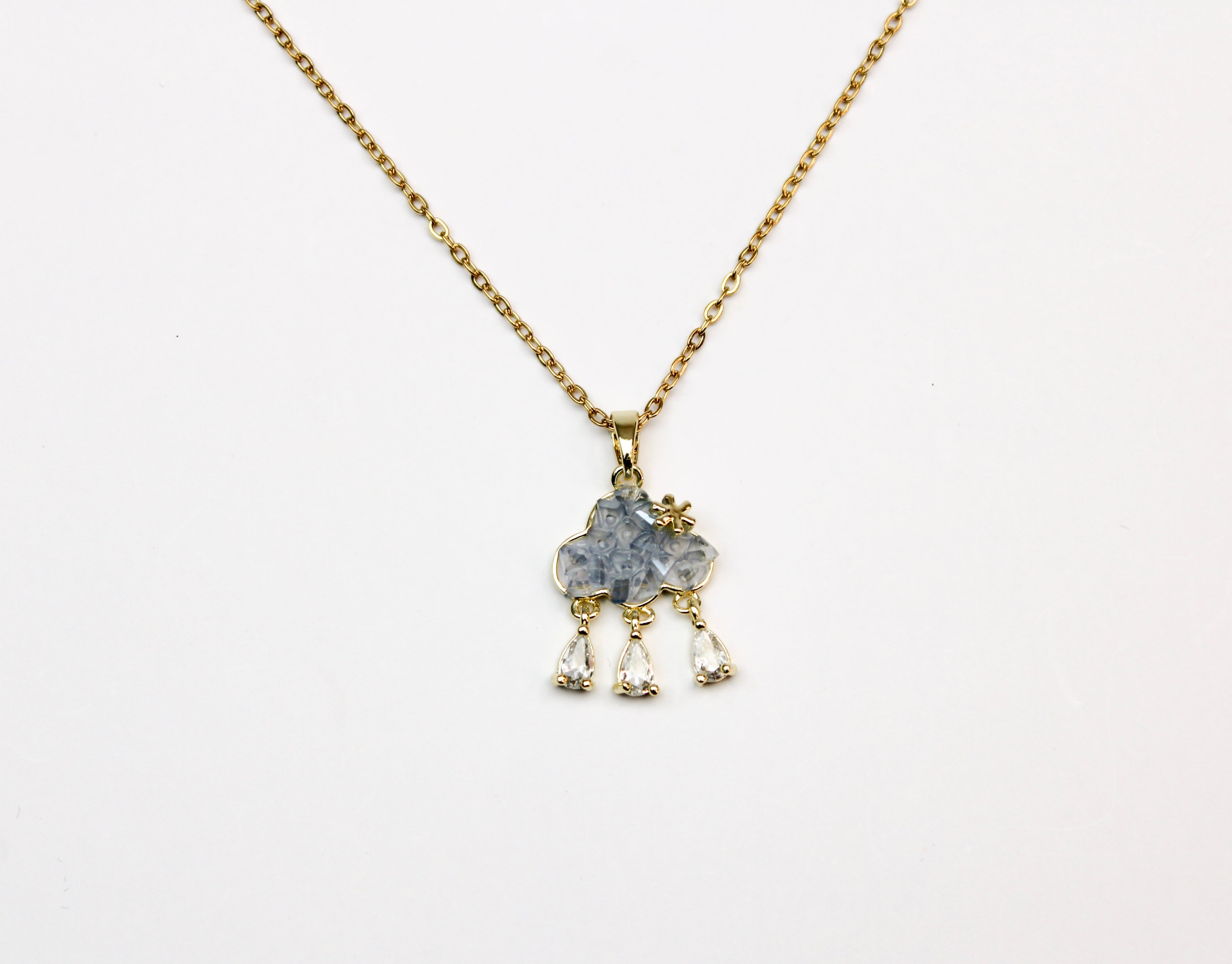 losh jewellery wolk  regen goudkleurig ketting met hanger