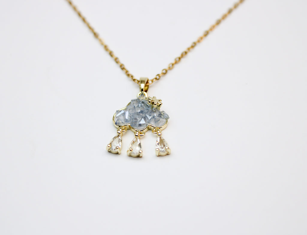 losh jewellery wolk  regen goudkleurig ketting met hanger