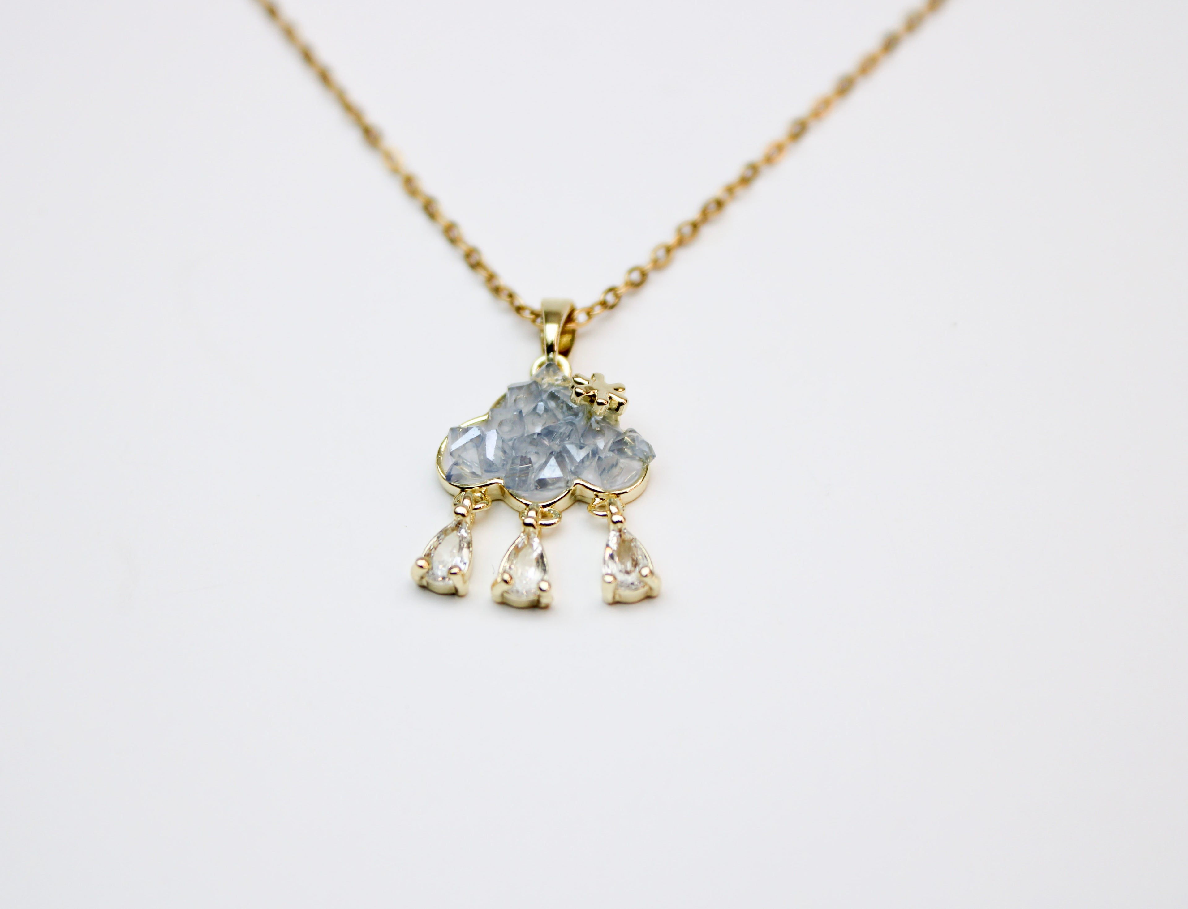 losh jewellery wolk  regen goudkleurig ketting met hanger