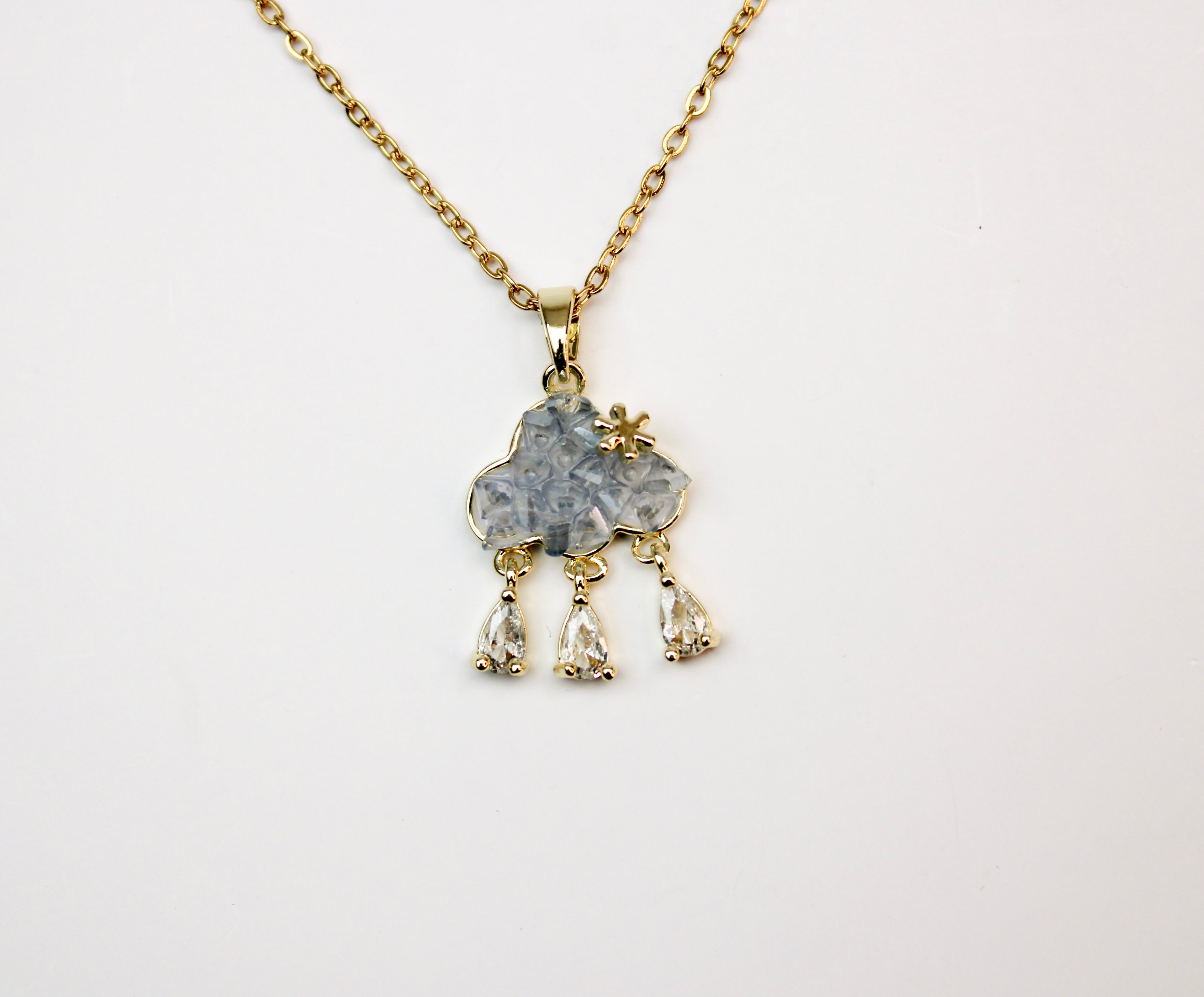 losh jewellery wolk  regen goudkleurig ketting met hanger