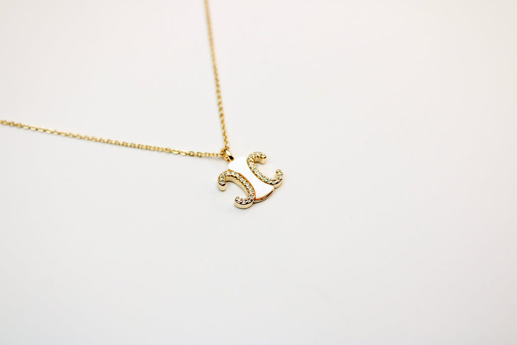 losh jewellery goudkleurig ketting met wit goud hanger