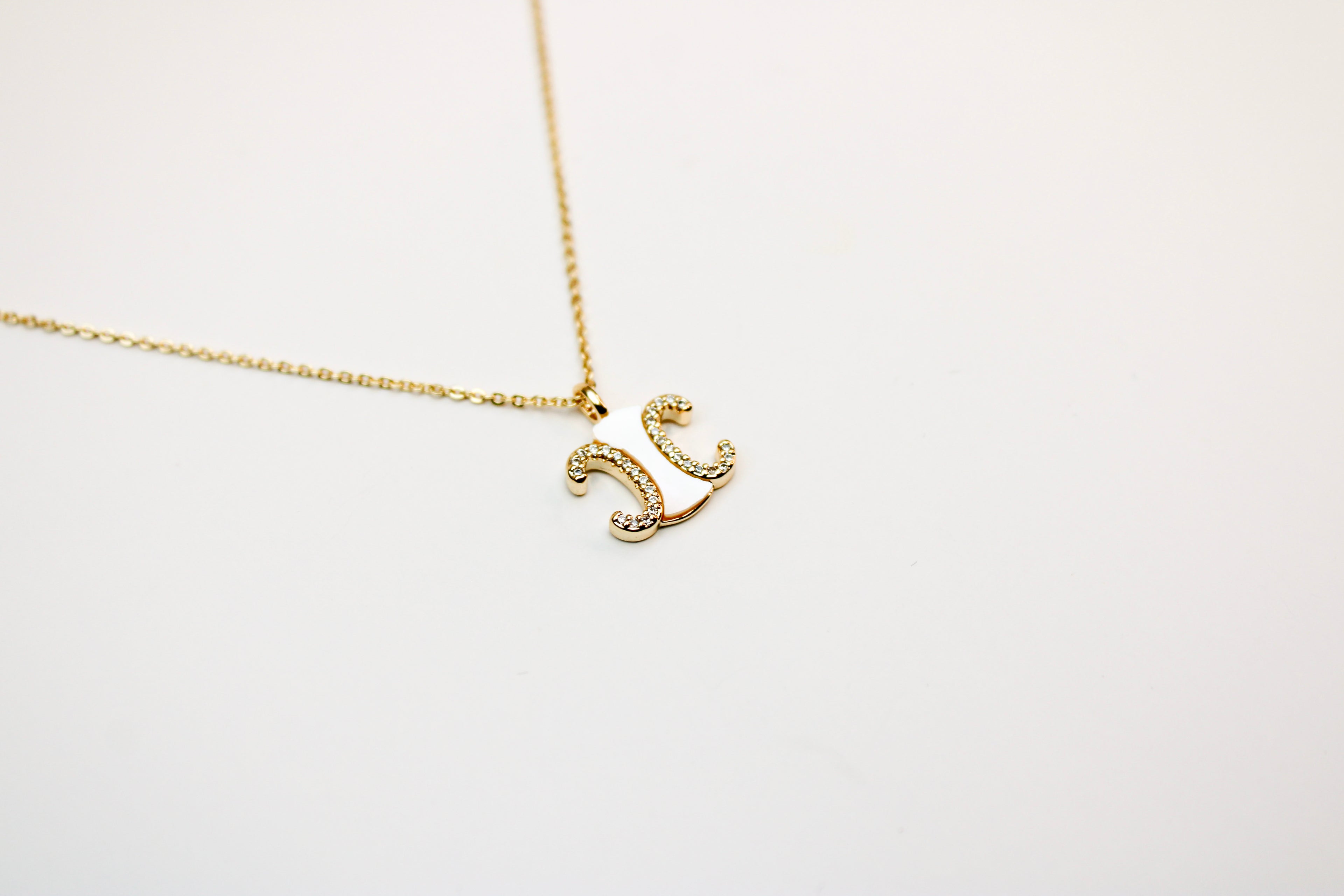 losh jewellery goudkleurig ketting met wit goud hanger