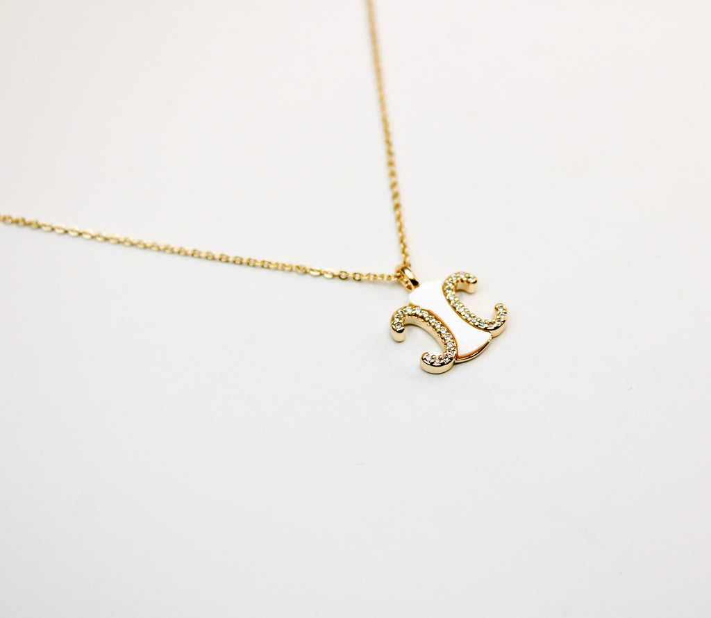 losh jewellery goudkleurig ketting met wit goud hanger