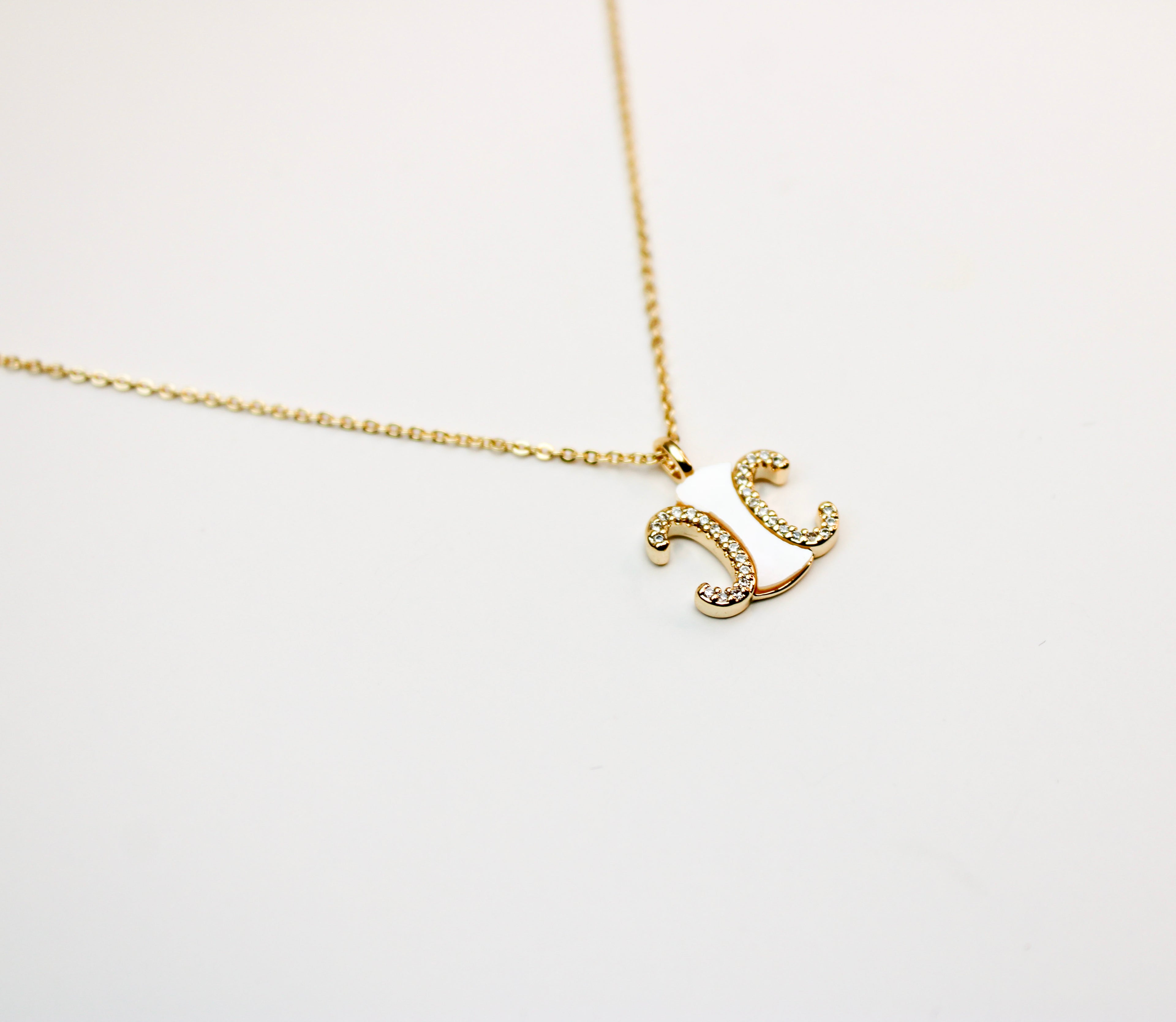 losh jewellery goudkleurig ketting met wit goud hanger