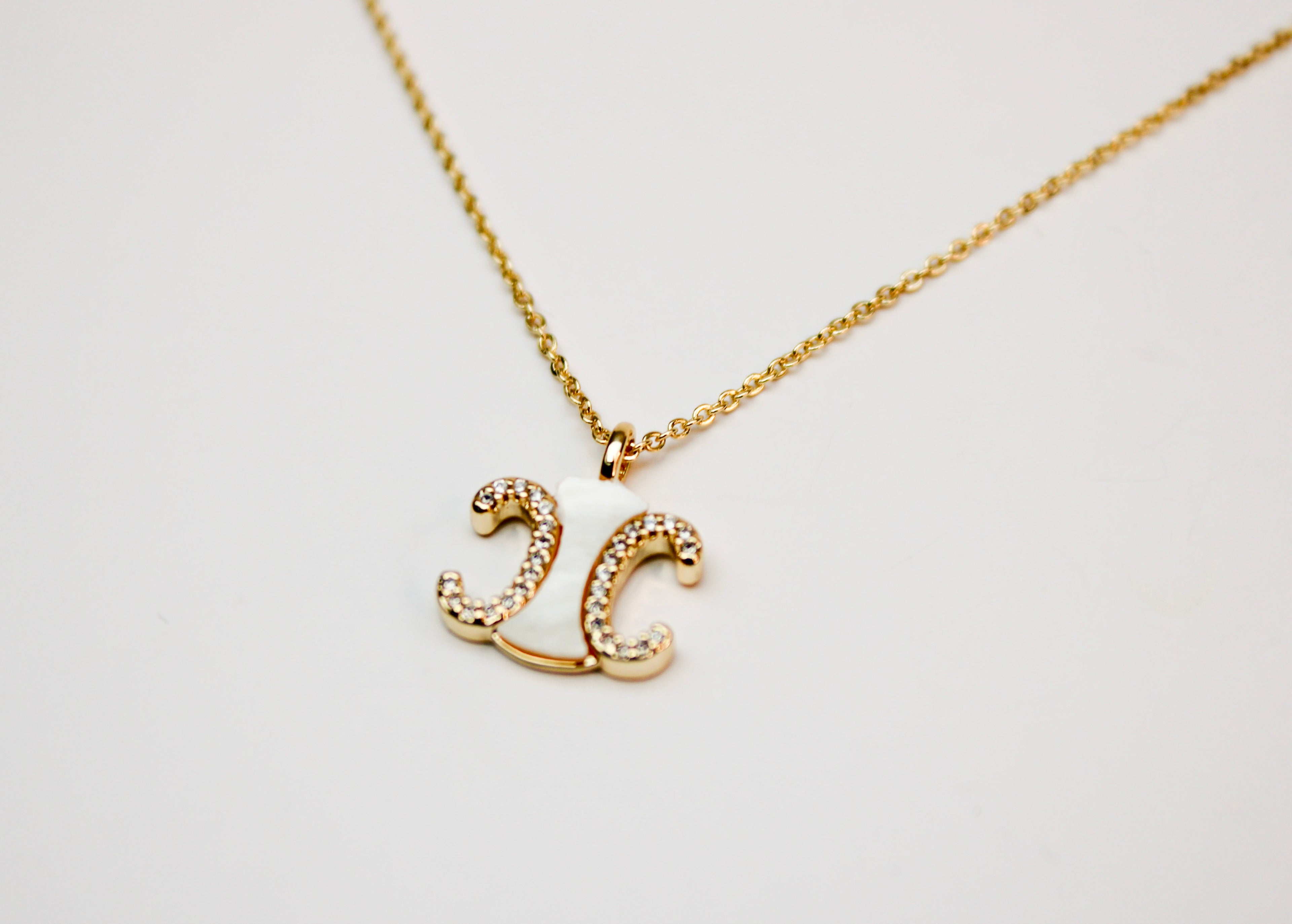 losh jewellery goudkleurig ketting met wit goud hanger