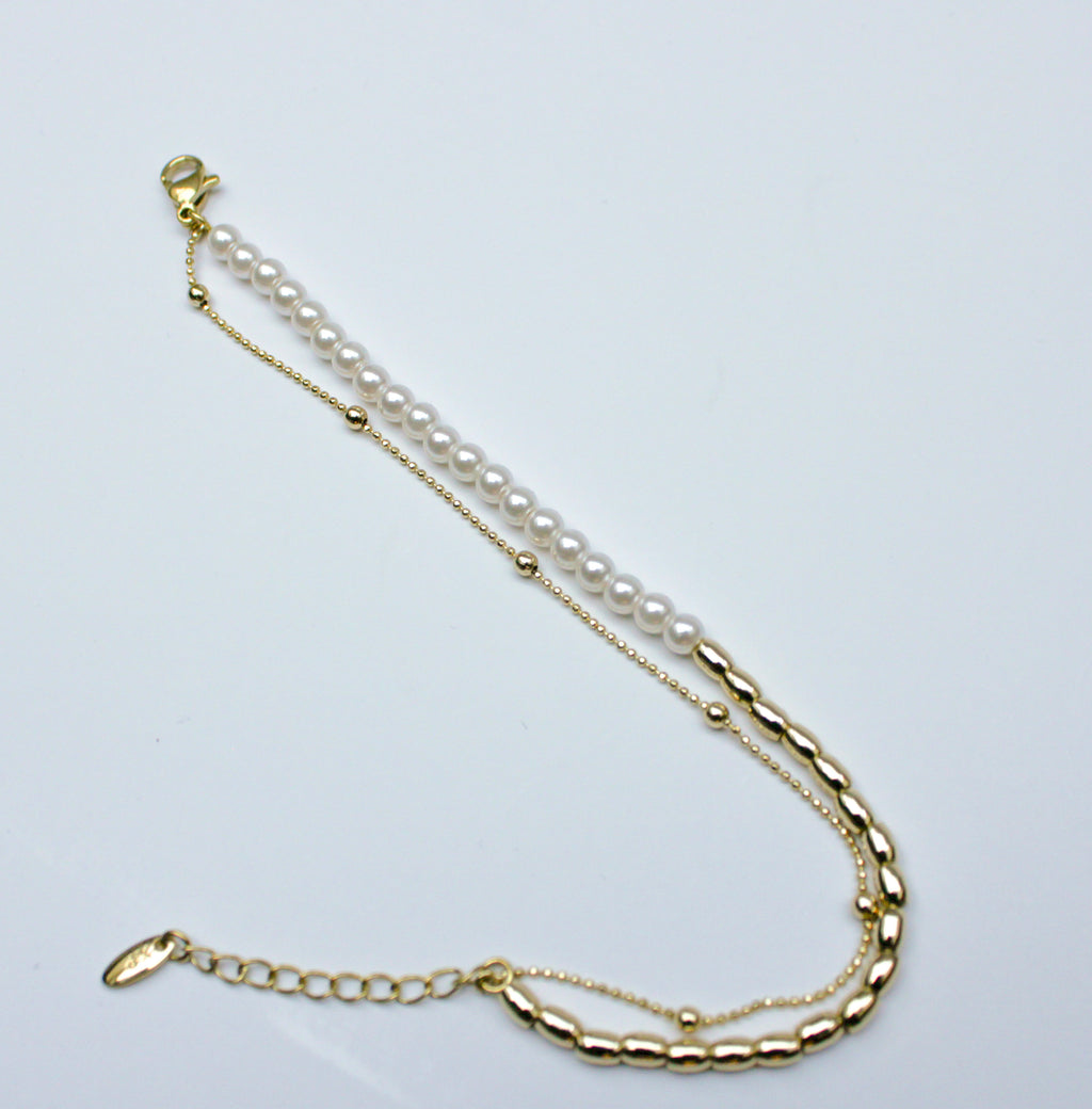 losh jewellery 2 delig armband imitatie parel met goud kleur