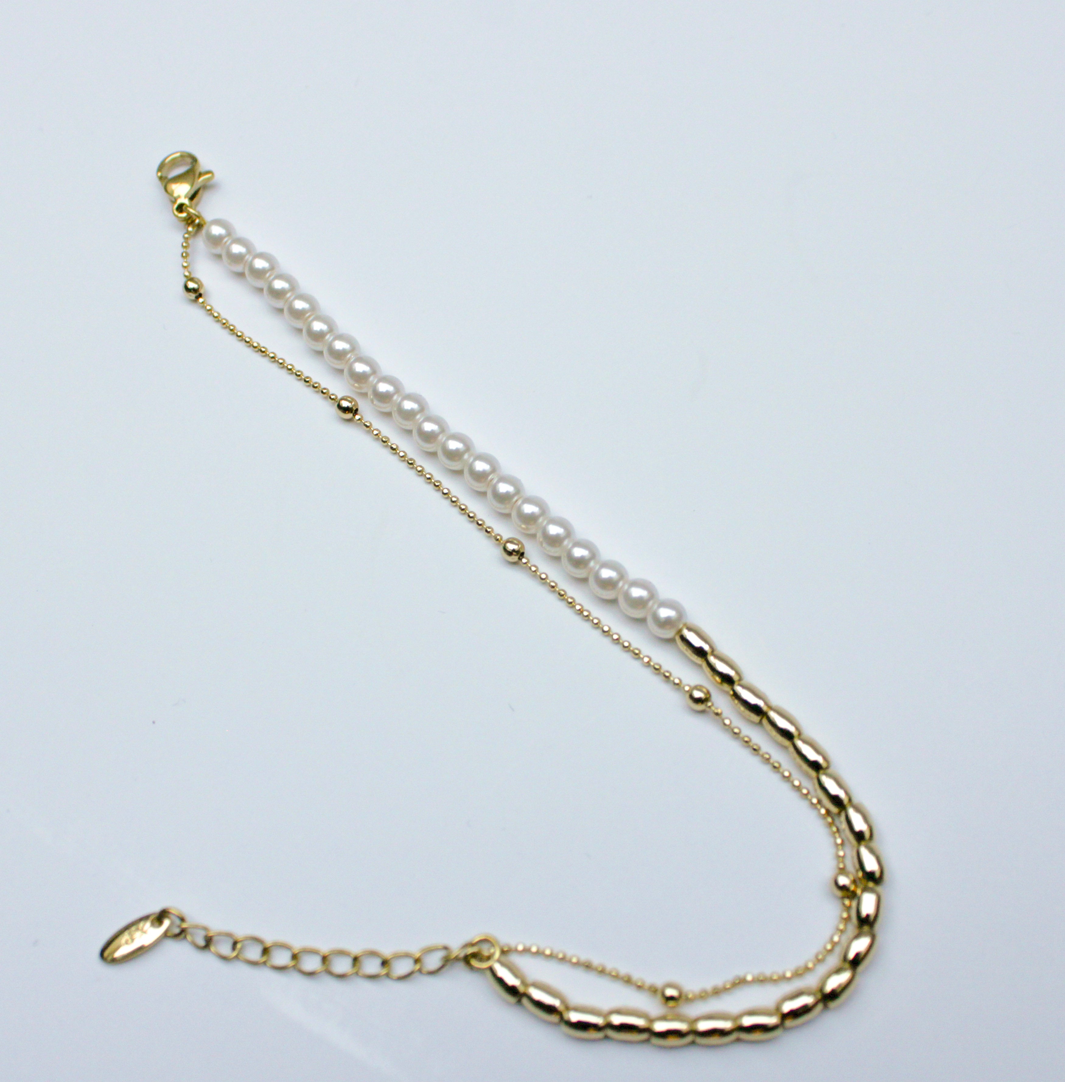 losh jewellery 2 delig armband imitatie parel met goud kleur
