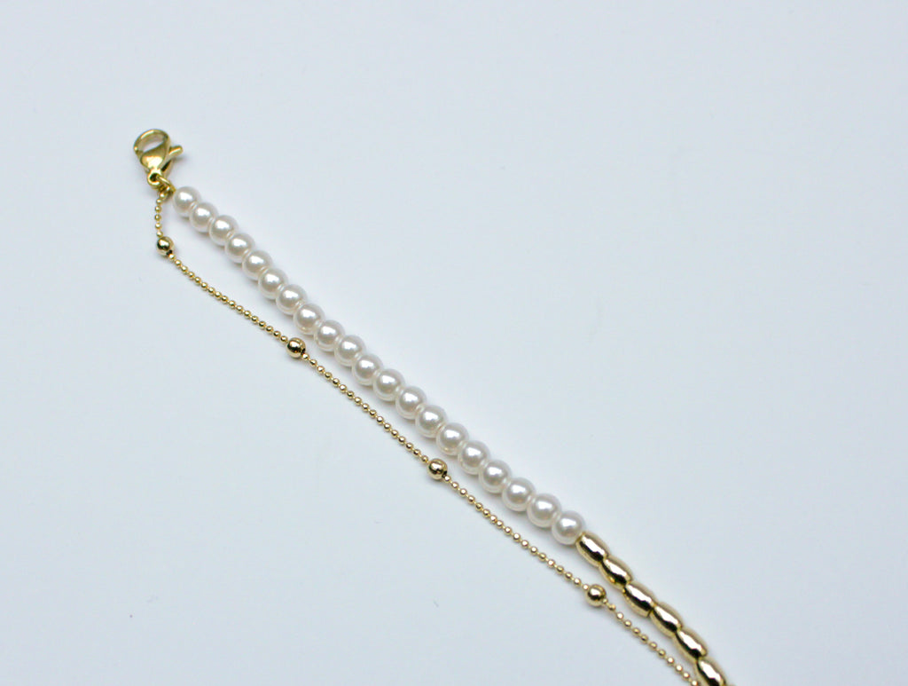 losh jewellery 2 delig armband imitatie parel met goud kleur