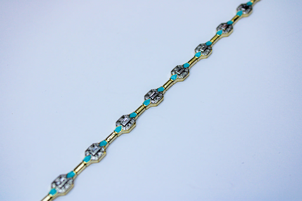 losh jewellery goudkleurig armband met Turquoise
