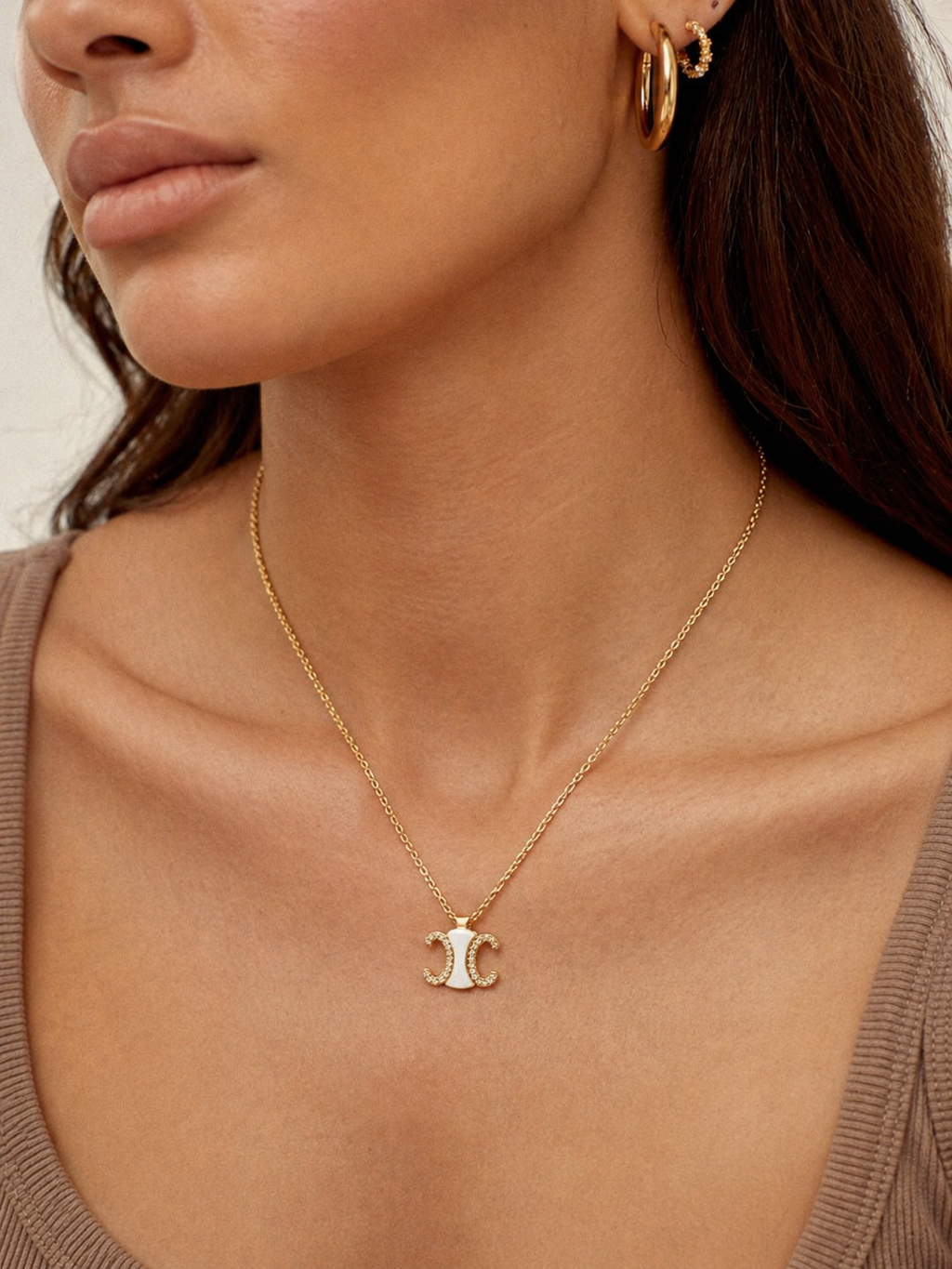 losh jewellery goudkleurig ketting met wit goud hanger