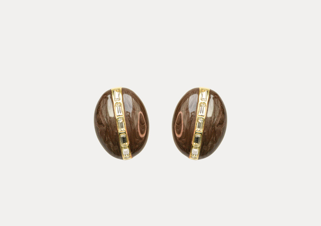 losh jewellery bruin met goudkleur mix studs