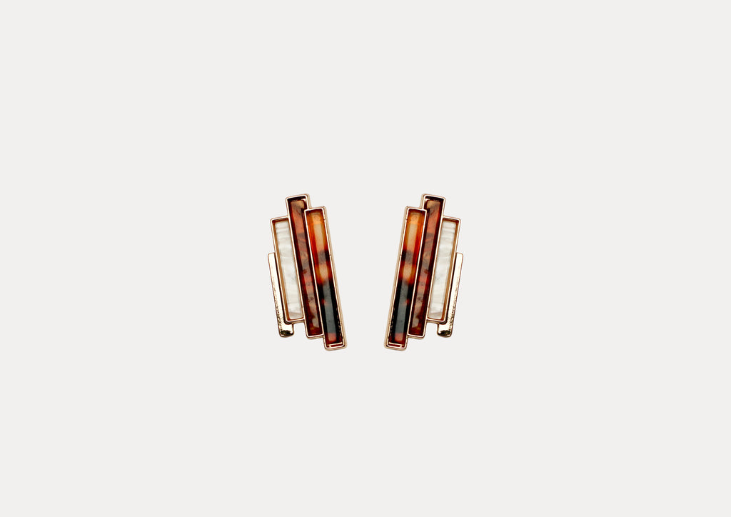 losh jewellery bruin wit studs oorbel