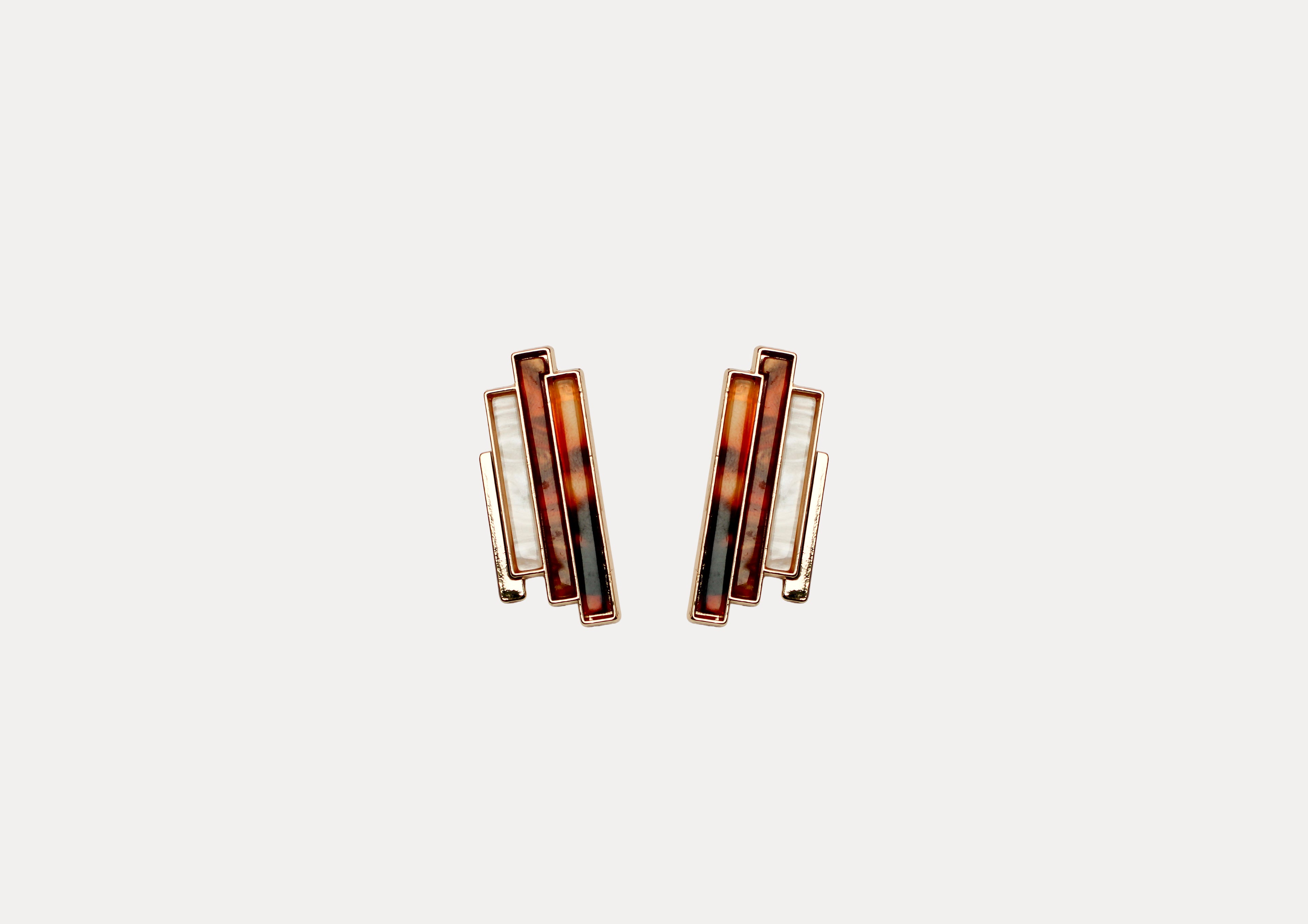 losh jewellery bruin wit studs oorbel